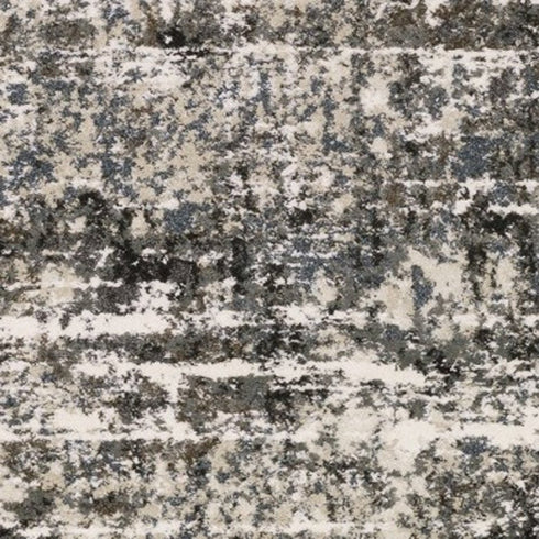 8' X 11' Ivory And Gray Abstract Area Rug
