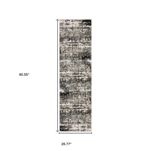 8' X 11' Ivory And Gray Abstract Area Rug