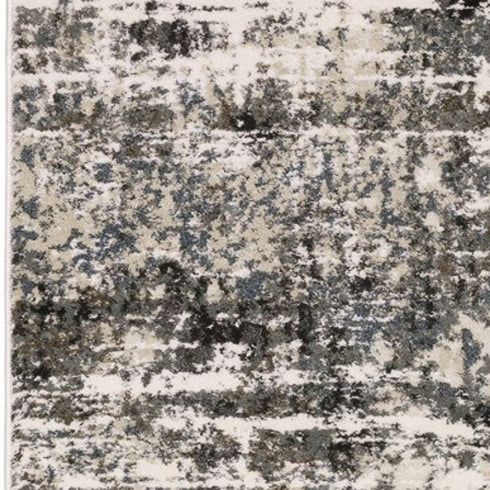 8' X 11' Ivory And Gray Abstract Area Rug