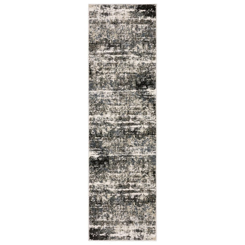 8' X 11' Ivory And Gray Abstract Area Rug
