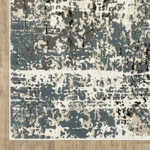 8' X 11' Ivory And Gray Abstract Area Rug