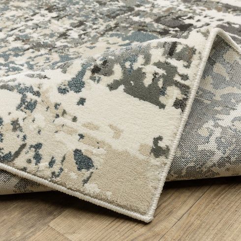 8' X 11' Ivory And Gray Abstract Area Rug
