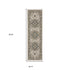 8' X 11' Ivory And Gold Medallion Distressed Area Rug With Fringe