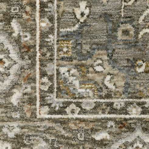 8' X 11' Ivory And Gold Medallion Distressed Area Rug With Fringe