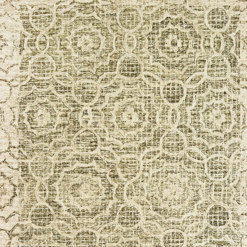 8' X 10' Green And Ivory Wool Geometric Hand Tufted Area Rug