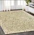 8' X 10' Green And Ivory Wool Geometric Hand Tufted Area Rug