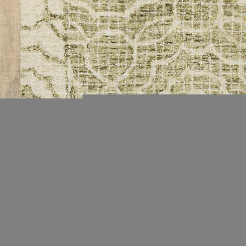 8' X 10' Green And Ivory Wool Geometric Hand Tufted Area Rug