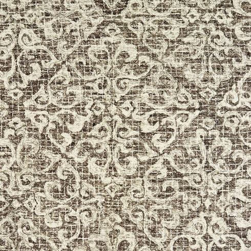 8' X 10' Brown And Ivory Wool Floral Hand Tufted Area Rug