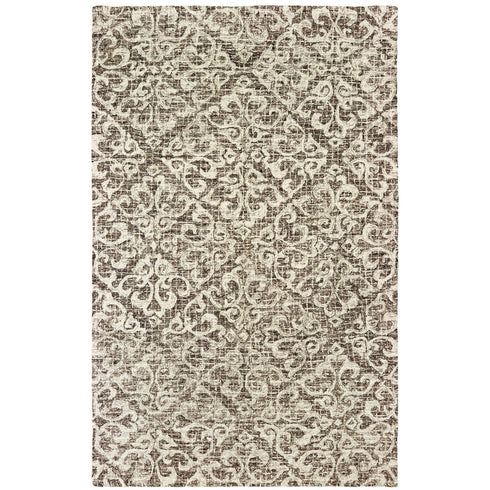 8' X 10' Brown And Ivory Wool Floral Hand Tufted Area Rug