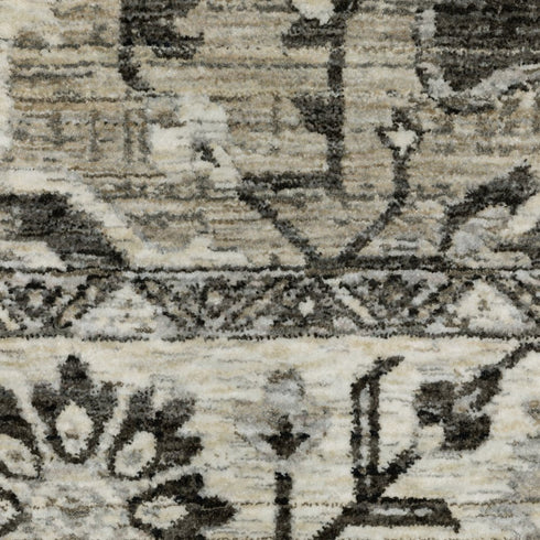 8' X 11' Gray And Beige Medallion Area Rug With Fringe