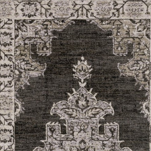 8' X 11' Gray And Beige Medallion Area Rug With Fringe