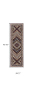 8' X 11' Ivory Red And Tan Diamond Area Rug With Fringe
