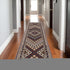 8' X 11' Ivory Red And Tan Diamond Area Rug With Fringe