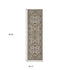 8' Ivory And Rust Floral Runner Rug With Fringe