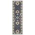 8' X 11' Blue And Ivory Floral Area Rug With Fringe