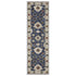 8' X 11' Blue And Ivory Floral Area Rug With Fringe
