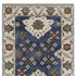 8' X 11' Blue And Ivory Floral Area Rug With Fringe