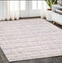 8' X 10' Ivory Blue And Yellow Striped Hand Tufted Area Rug