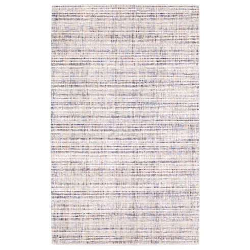 8' X 10' Ivory Blue And Yellow Striped Hand Tufted Area Rug