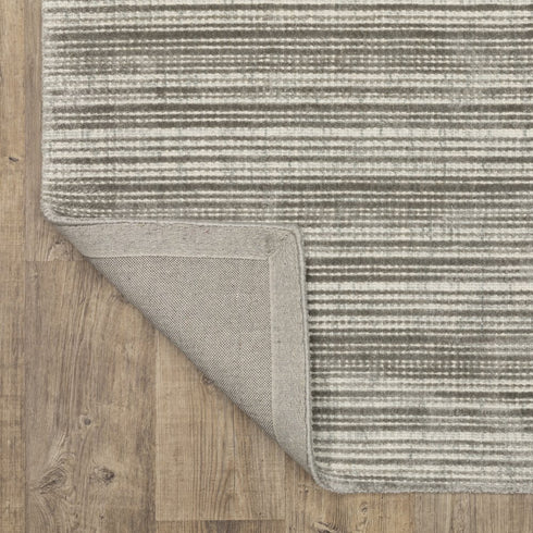 8' X 10' Gray And Ivory Striped Hand Tufted Area Rug