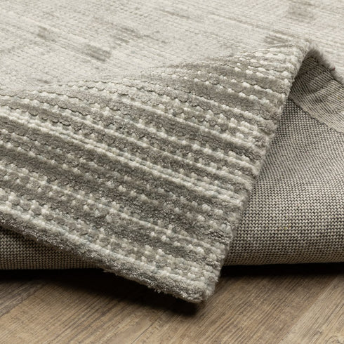 8' X 10' Gray And Ivory Striped Hand Tufted Area Rug