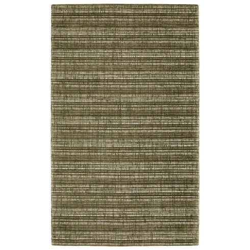 8' X 10' Green And Ivory Striped Hand Tufted Area Rug