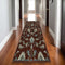 8' Red Teal And Green Oriental Runner Rug With Fringe
