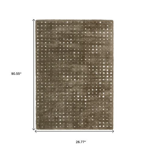 8' X 11' Brown And Ivory Geometric Area Rug