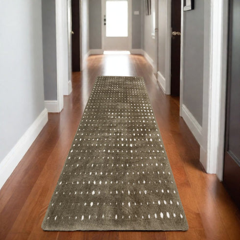 8' X 11' Brown And Ivory Geometric Area Rug