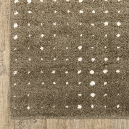 8' X 11' Brown And Ivory Geometric Area Rug