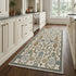 8' X 11' Ivory Blue And Brown Floral Area Rug With Fringe