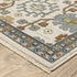 8' X 11' Ivory Blue And Brown Floral Area Rug With Fringe