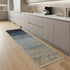 8' X 11' Blue And Beige Ombre Area Rug With Fringe