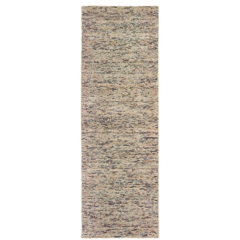 8' Ivory And Sand Hand Tufted Runner Rug