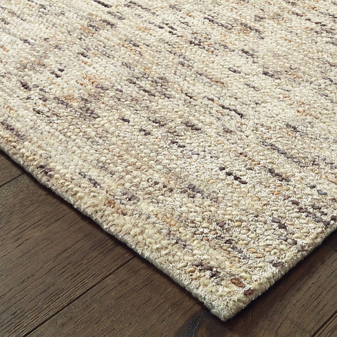 8' Ivory And Sand Hand Tufted Runner Rug