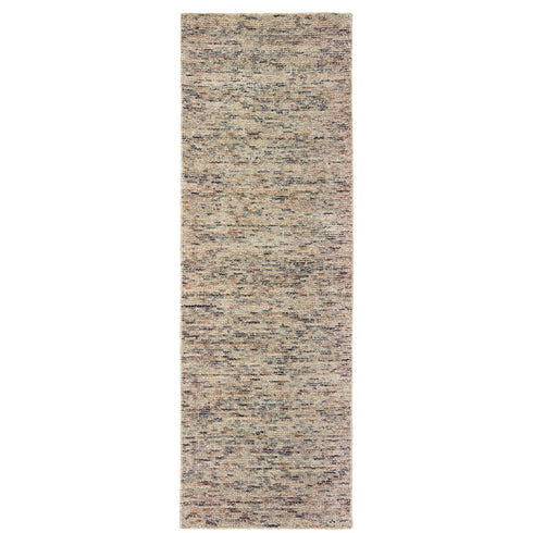 8' Ivory And Sand Hand Tufted Runner Rug