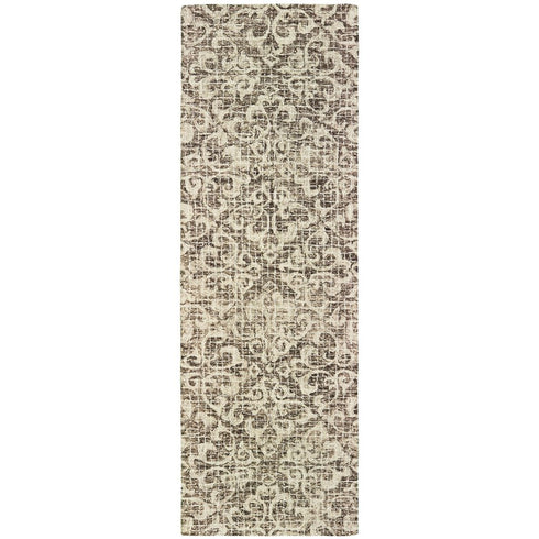 8' X 10' Brown And Ivory Wool Floral Hand Tufted Area Rug