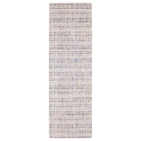 8' X 10' Ivory Blue And Yellow Striped Hand Tufted Area Rug
