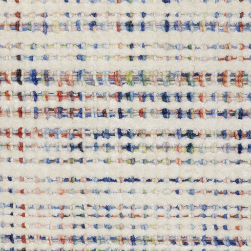 8' X 10' Ivory Blue And Yellow Striped Hand Tufted Area Rug