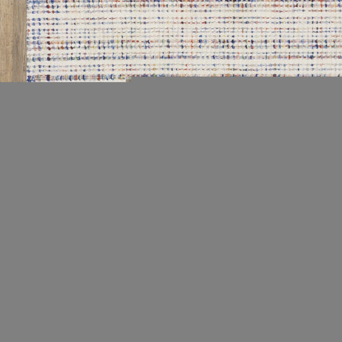 8' X 10' Ivory Blue And Yellow Striped Hand Tufted Area Rug