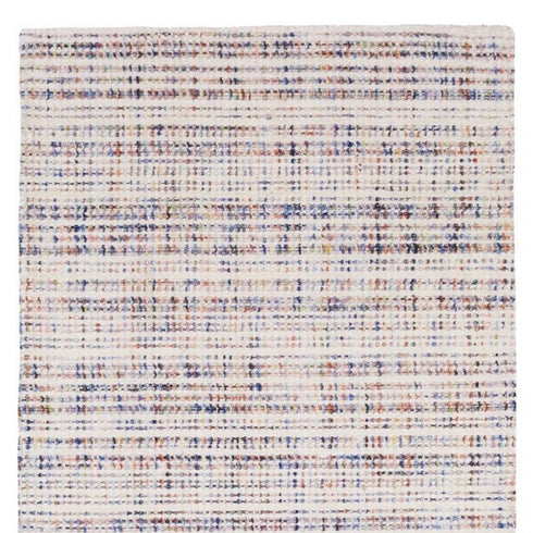 8' X 10' Ivory Blue And Yellow Striped Hand Tufted Area Rug
