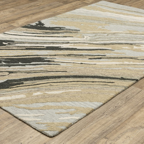 8' X 10' Gray Wool Abstract Hand Tufted Area Rug