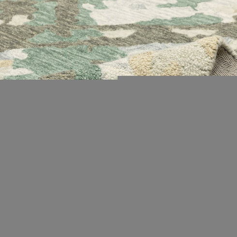 8' X 10' Gray And Teal Wool Abstract Hand Tufted Area Rug