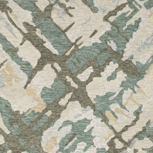 8' X 10' Gray And Teal Wool Abstract Hand Tufted Area Rug