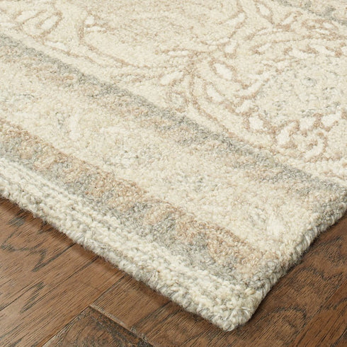 8' X 10' Sand Wool Floral Hand Tufted Area Rug