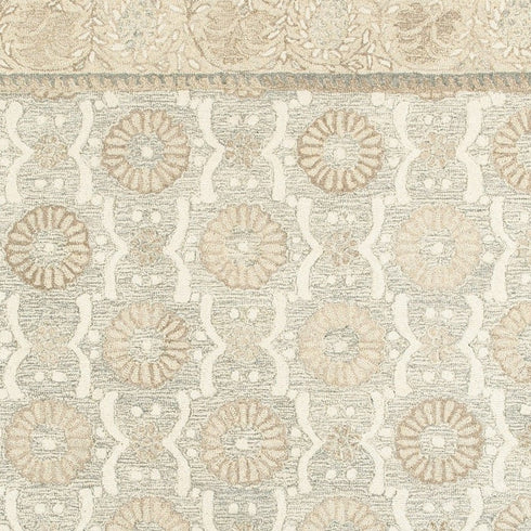 8' X 10' Sand Wool Floral Hand Tufted Area Rug