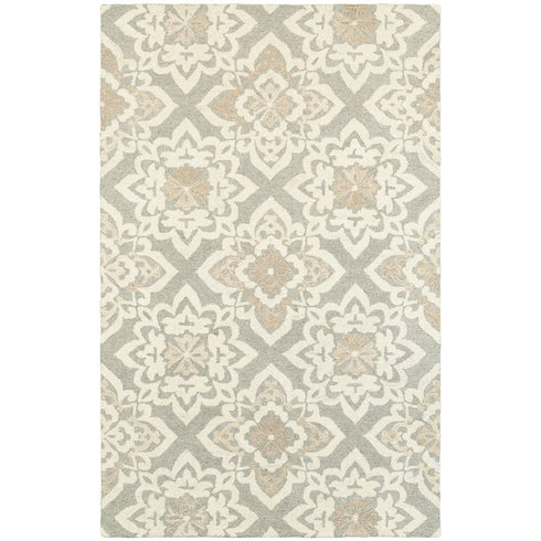 8' X 10' Gray And Sand Wool Geometric Hand Tufted Area Rug