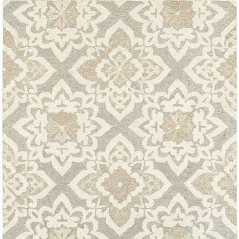 8' X 10' Gray And Sand Wool Geometric Hand Tufted Area Rug