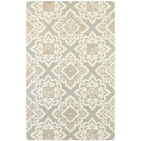 8' X 10' Gray And Sand Wool Geometric Hand Tufted Area Rug