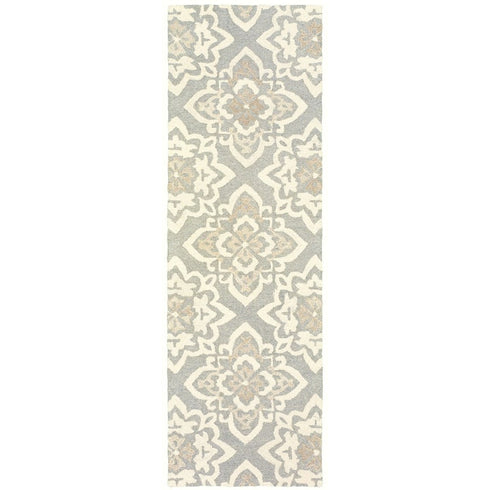 8' X 10' Gray And Sand Wool Geometric Hand Tufted Area Rug